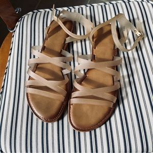 Forever 21 Opaque Cream Strappy Sandals Perfect for Casual Spring or Summer Days